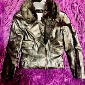 Black biker jacket size 7-8